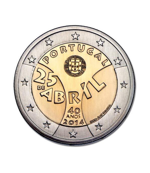moneda conmemorativa 2 euros Portugal 2014. 25 de Abril.