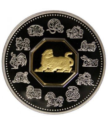 Canada 15$ (1998) Calendario Chino Tigre - Plata y Oro