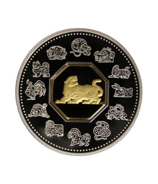 Canada 15$ (1998) Calendario Chino Tigre - Plata y Oro