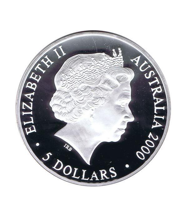 Moneda onza de plata 5$ Australia Sydney 2000. Lagarto. Estuche.  - 2