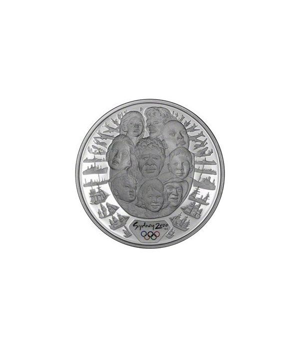 Moneda onza de plata 5$ Australia Sydney 2000. Razas. Estuche.
