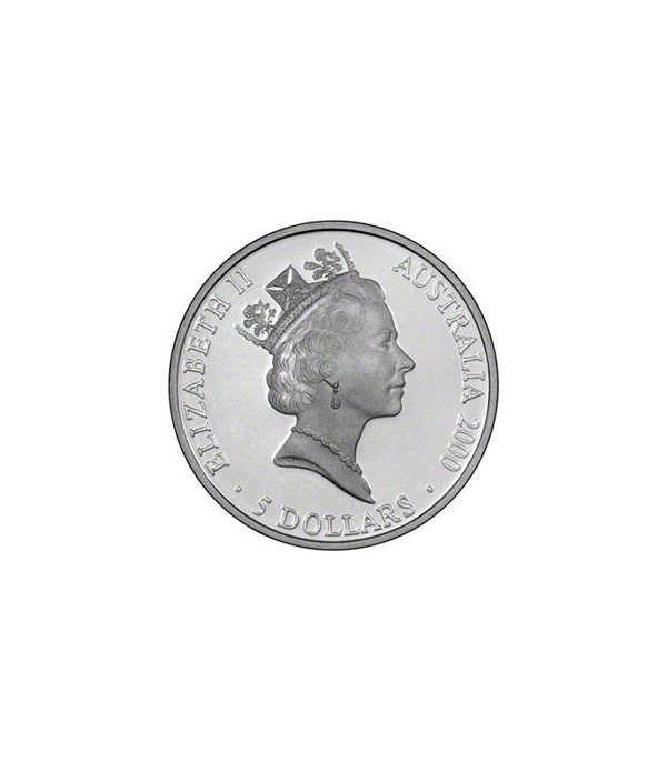 Moneda onza de plata 5$ Australia Sydney 2000. Razas. Estuche.  - 4