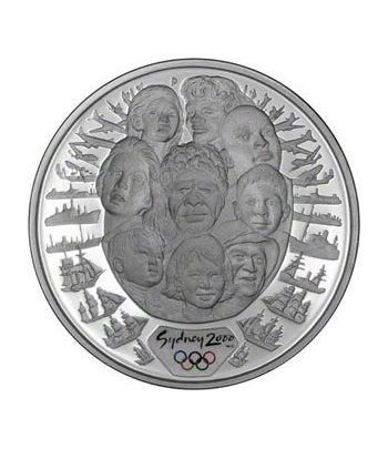 Moneda onza de plata 5$ Australia Sydney 2000. Razas. Estuche.