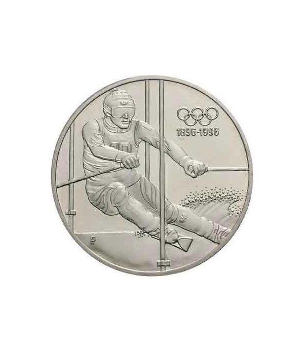 Moneda de plata 200 schillings Austria 1995 Ski Slalom. Proof.