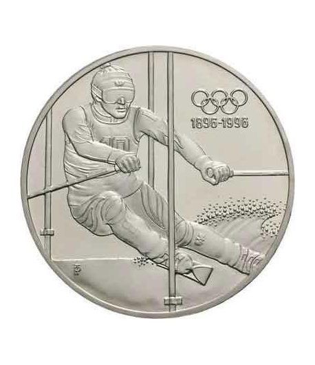 Moneda de plata 200 schillings Austria 1995 Ski Slalom. Proof.