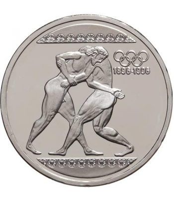 Moneda de plata 1000 Dracmas Grecia 1996 Luchadores. Proof.