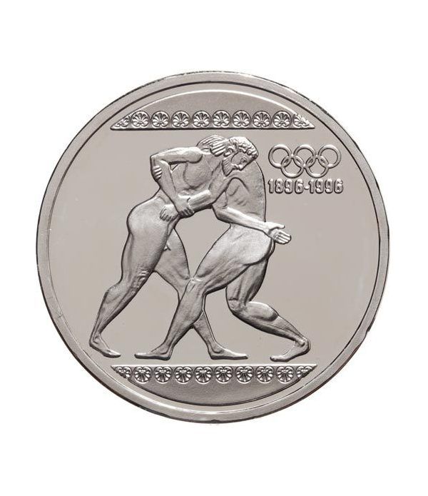 Moneda de plata 1000 Dracmas Grecia 1996 Luchadores. Proof.