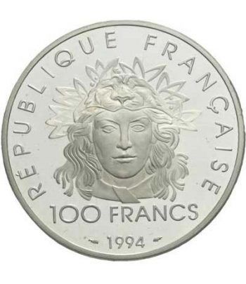 Moneda de plata 100 Francos Francia 1994 Jabalina. Proof.