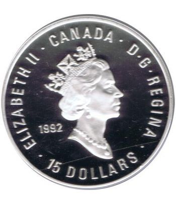 Moneda de plata 15 Dolares Canada 1992 Generaciones. Proof.