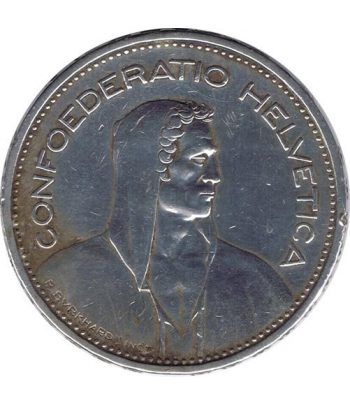 Moneda de plata 5 francos Suiza 1933. Confederatio Helvetica.