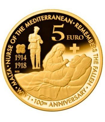 moneda Malta 5 Euros 2014 100 Años Primera Guerra Mundial  - 1