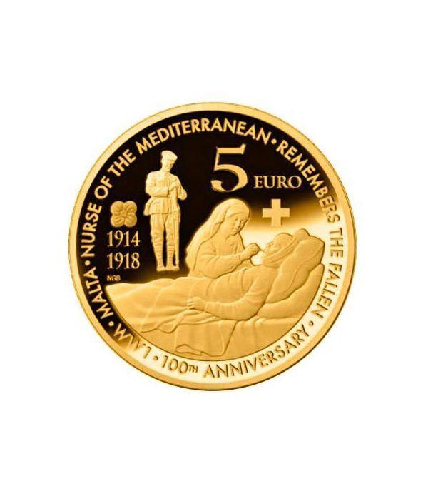 moneda Malta 5 Euros 2014 100 Años Primera Guerra Mundial