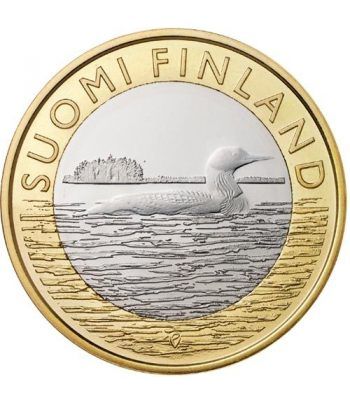 moneda Finlandia 5 Euros 2014. Animales. Colimbo. Cuproniquel