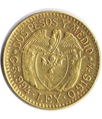 Moneda de oro 2,5 Pesos Colombia 1924.