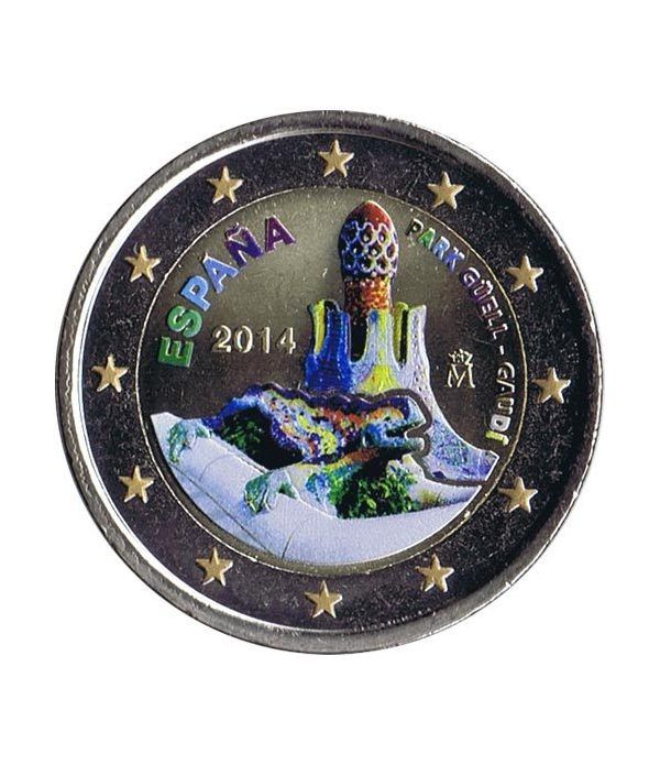 moneda conmemorativa 2 euros España 2014 Gaudí Color.