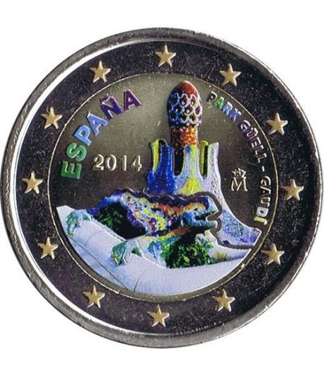 moneda conmemorativa 2 euros España 2014 Gaudí Color.