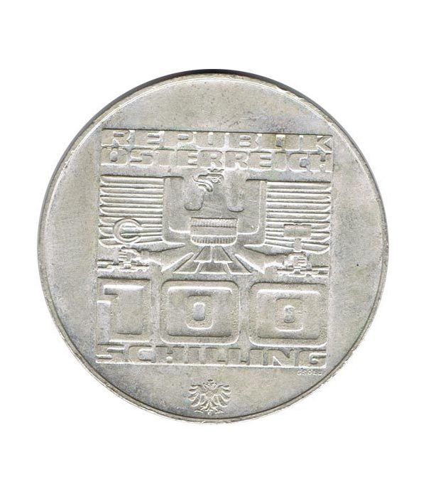 Moneda de plata 100 schilling Austria 1975 JJOO Innsbruck 1976.  - 2