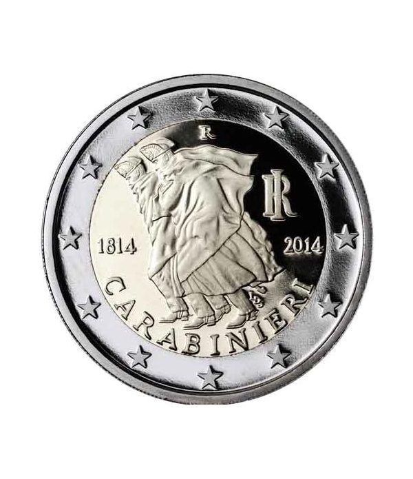 moneda conmemorativa 2 euros Italia 2014. Carabinieri.