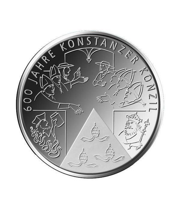 moneda Alemania 10 Euros 2014 F. Concilio Constanza.  - 1