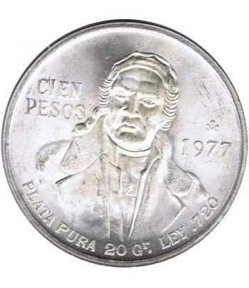 Moneda de plata 100 pesos Mexico 1977. Sin Circular.