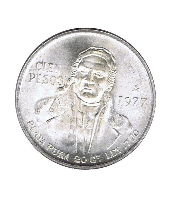 Moneda de plata 100 pesos Mexico 1977. Sin Circular.