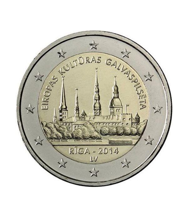 moneda conmemorativa 2 euros Letonia 2014.