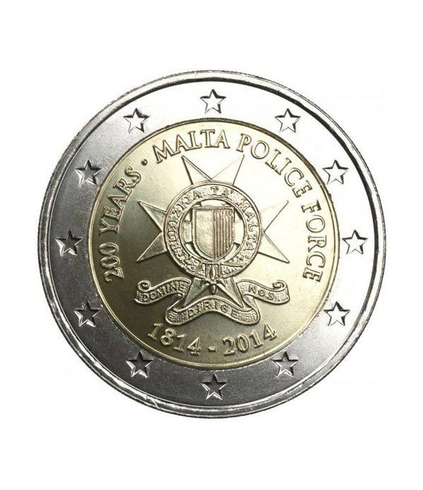 moneda conmemorativa 2 euros Malta 2014. Policia.