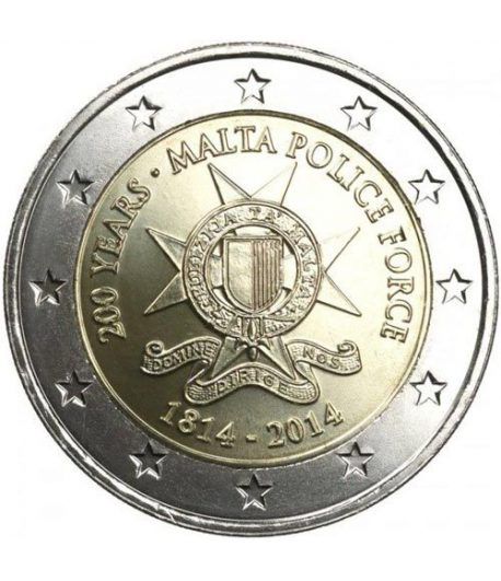 moneda conmemorativa 2 euros Malta 2014. Policia.
