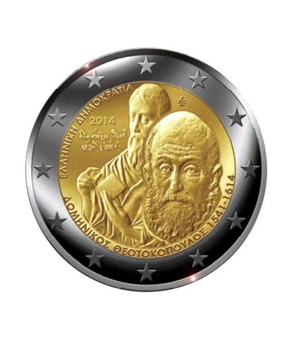 moneda conmemorativa 2 euros Grecia 2014. El Greco.