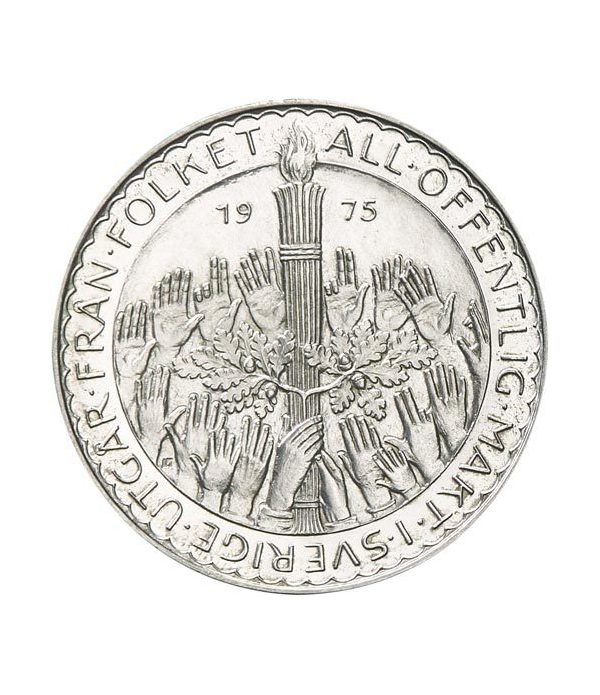 Moneda de plata 50 coronas Suecia 1975 Nueva Constitución.