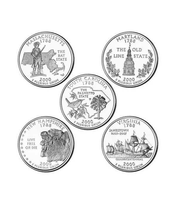 E.E.U.U. 1/4$ 2000 Statehood Quarters (5 monedas)