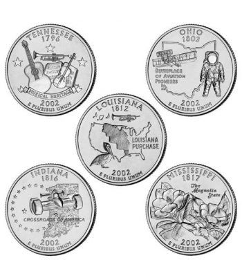 E.E.U.U. 1/4$ 2002 Statehood Quarters (5 monedas)