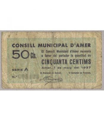 (1937) 50 centims de Pesseta. Consell Municipal d'Amer. MBC