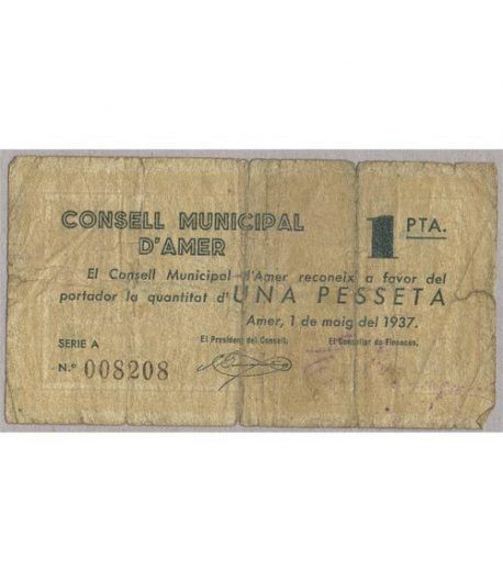 (1937) 1 Pesseta Consell Municipal d'Amer. MBC