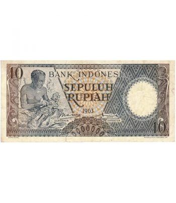 Indonesia 10 Rupiah. Sepuluh Rupiah 1963. SC.