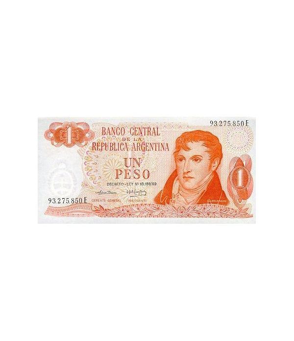 Billete de Argentina 1 Peso 1974 SC.