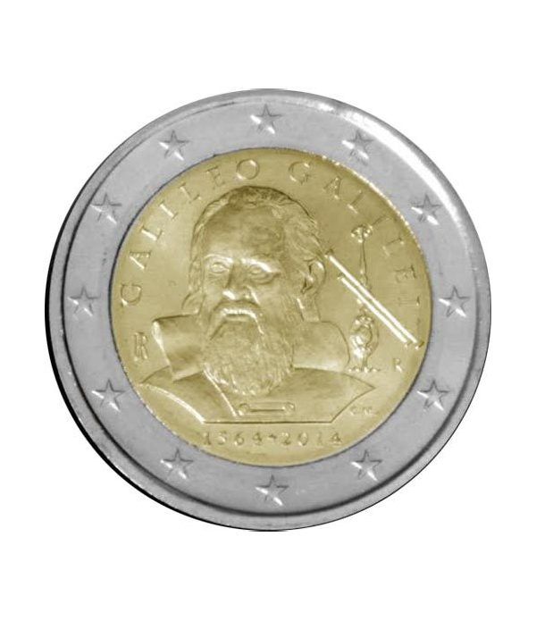 moneda conmemorativa 2 euros Italia 2014. Galileo Galilei.
