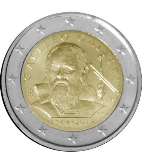 moneda conmemorativa 2 euros Italia 2014. Galileo Galilei.