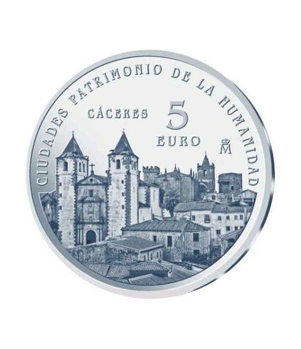 Moneda 2014 Patrimonio de la Humanidad. Cáceres. 5 euros.