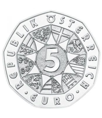 moneda Austria 5 Euros 2015 Año Nuevo. Plata.