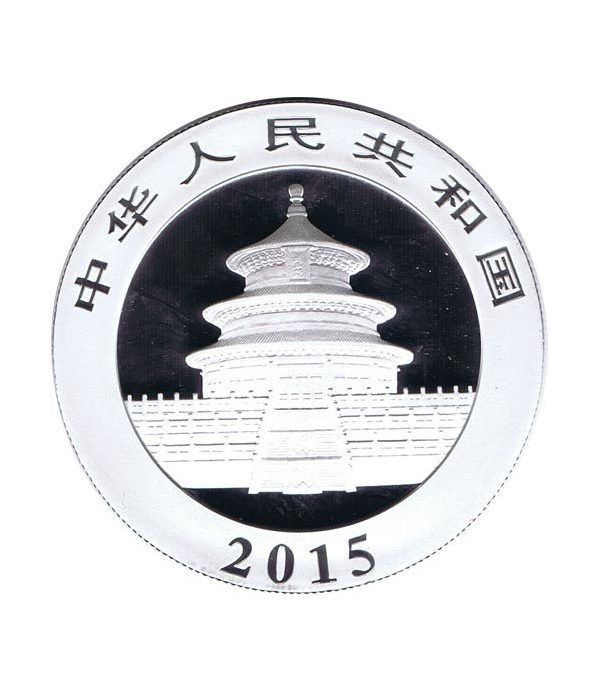Moneda onza de plata color 10y. China Oso Panda 2015