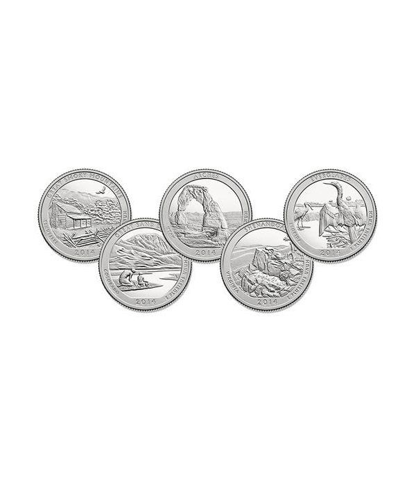 E.E.U.U. 1/4$ 2014 Parques Nacionales (5 monedas) ceca D.  - 2