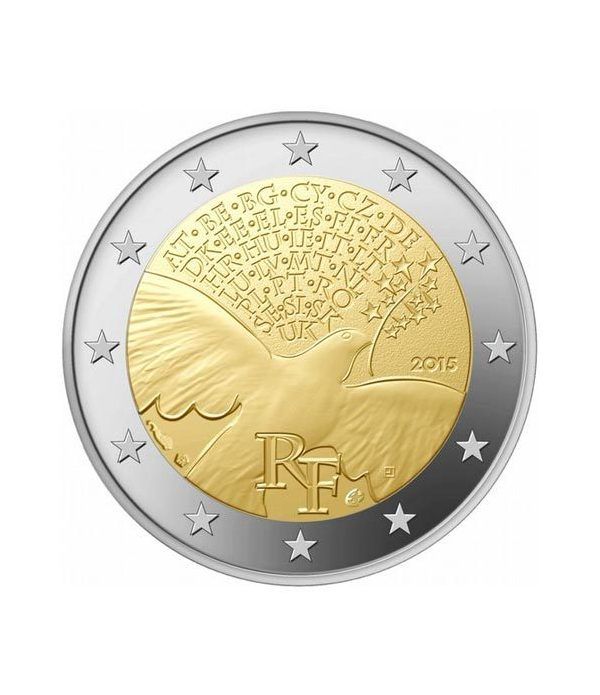 moneda 2 euros Francia 2015 Paz en Europa