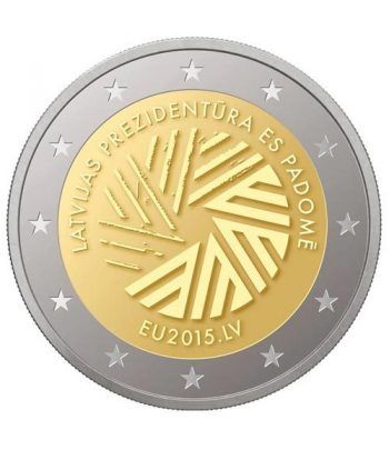 moneda conmemorativa 2 euros Letonia 2015 Consejo UE.