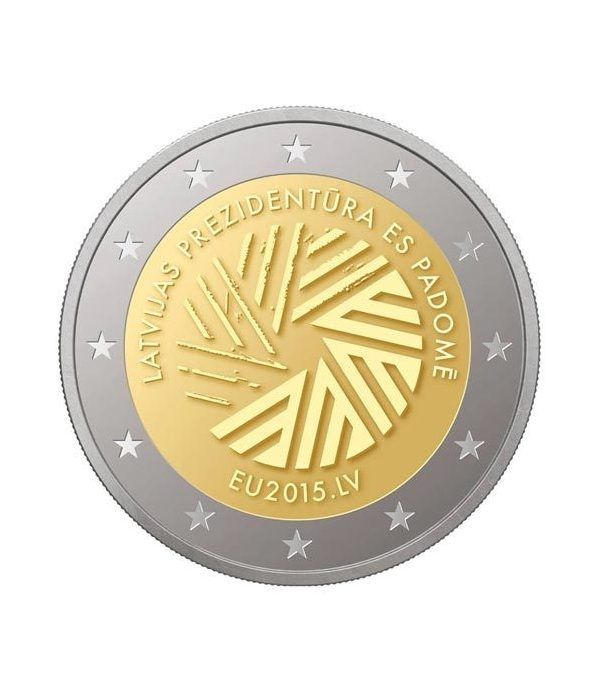 moneda conmemorativa 2 euros Letonia 2015 Consejo UE.