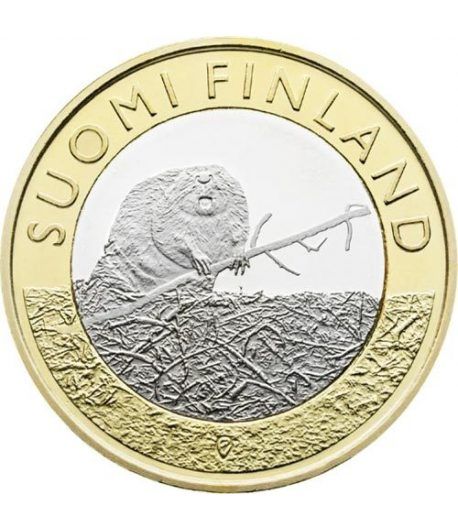 moneda Finlandia 5 Euros 2015. Animales. Castor. Cuproniquel