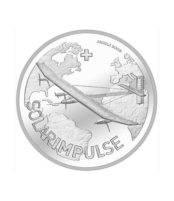 Moneda de plata 20 francos Suiza 2015 Solar Impulse.