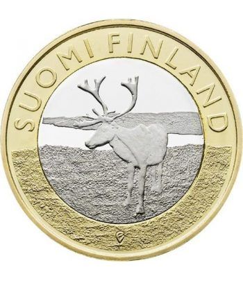 moneda Finlandia 5 Euros 2015. Animales. Reno. Cuproniquel