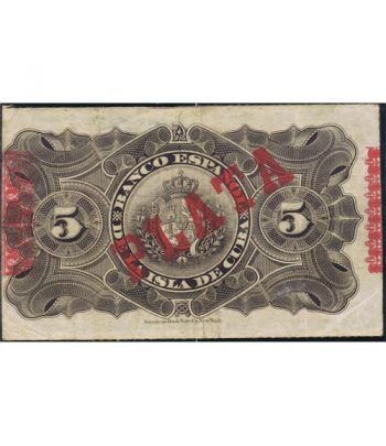 Cuba 5 Pesos 1896 Banco Español Isla de Cuba. MBC.