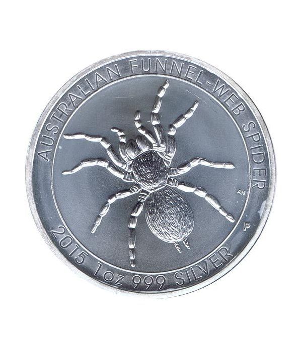 Moneda onza de plata 1$ Australia. Araña 2015.